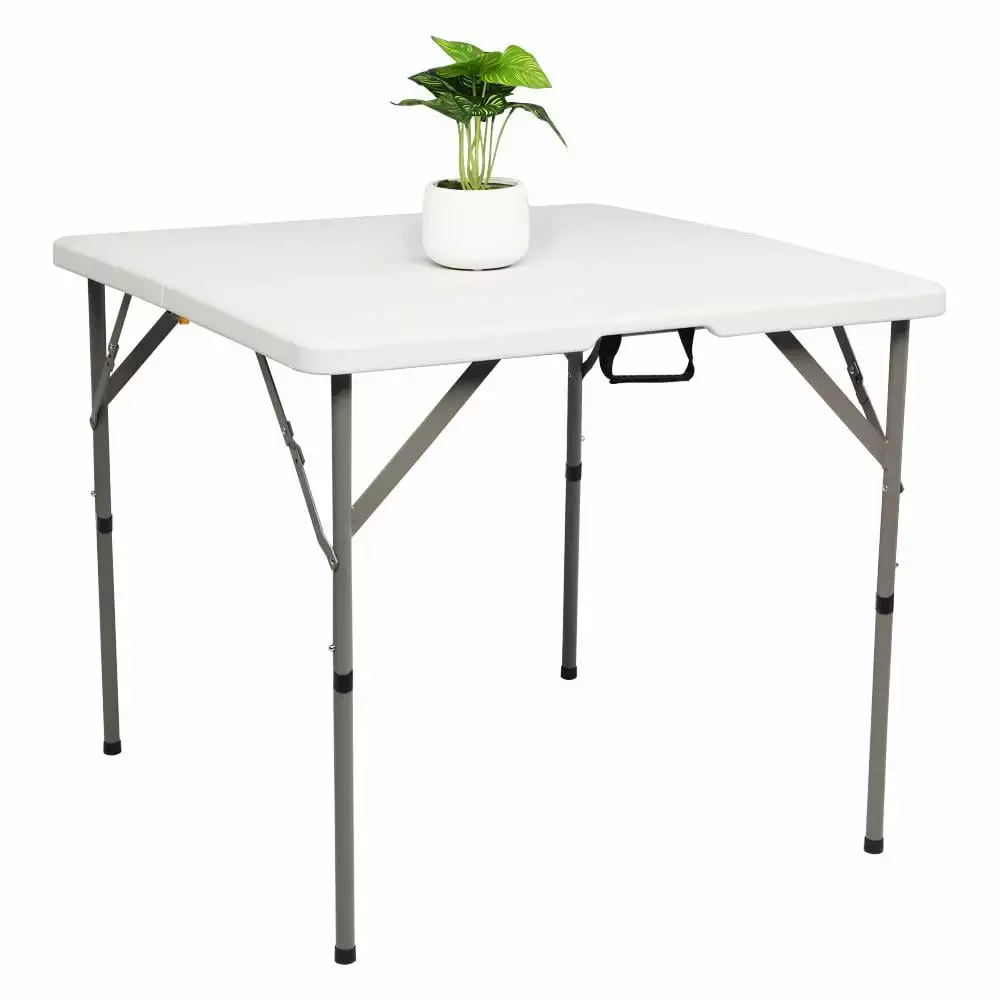 SalonMore 34 Inch Square Portable Folding Table Dining Picnic White