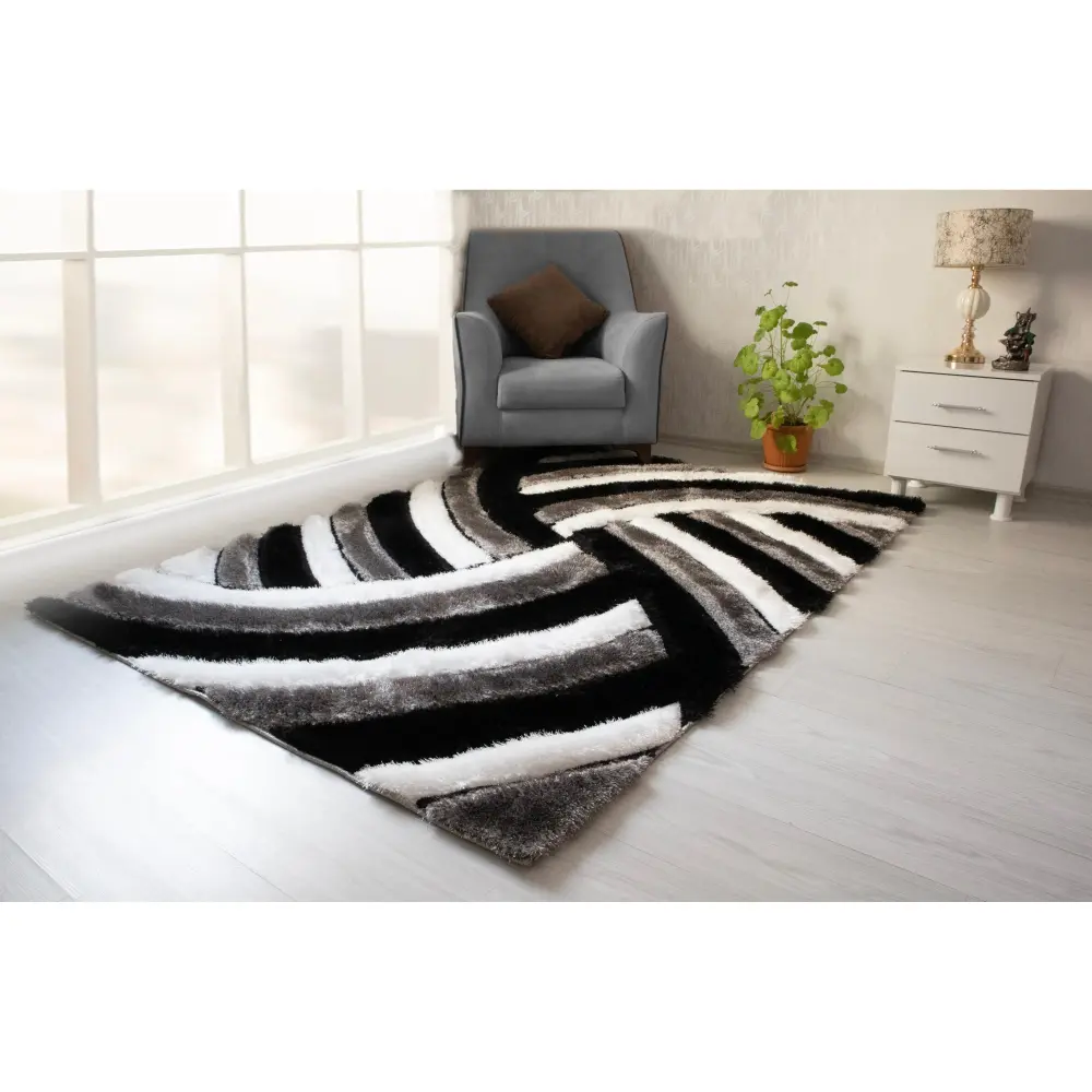 Diamond Modern Furniture NV Rugs Rectangle 3D333-GRY/BLC-57
