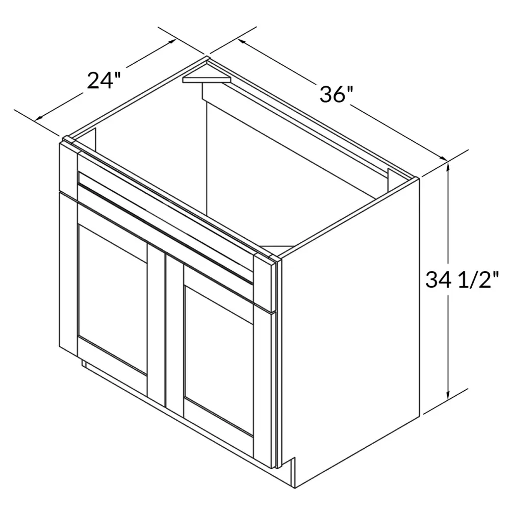 Sink Base Kitchen Cabinet SB36 Alpina Ivory LessCare 36 . width 34.5 . height 24 . depth