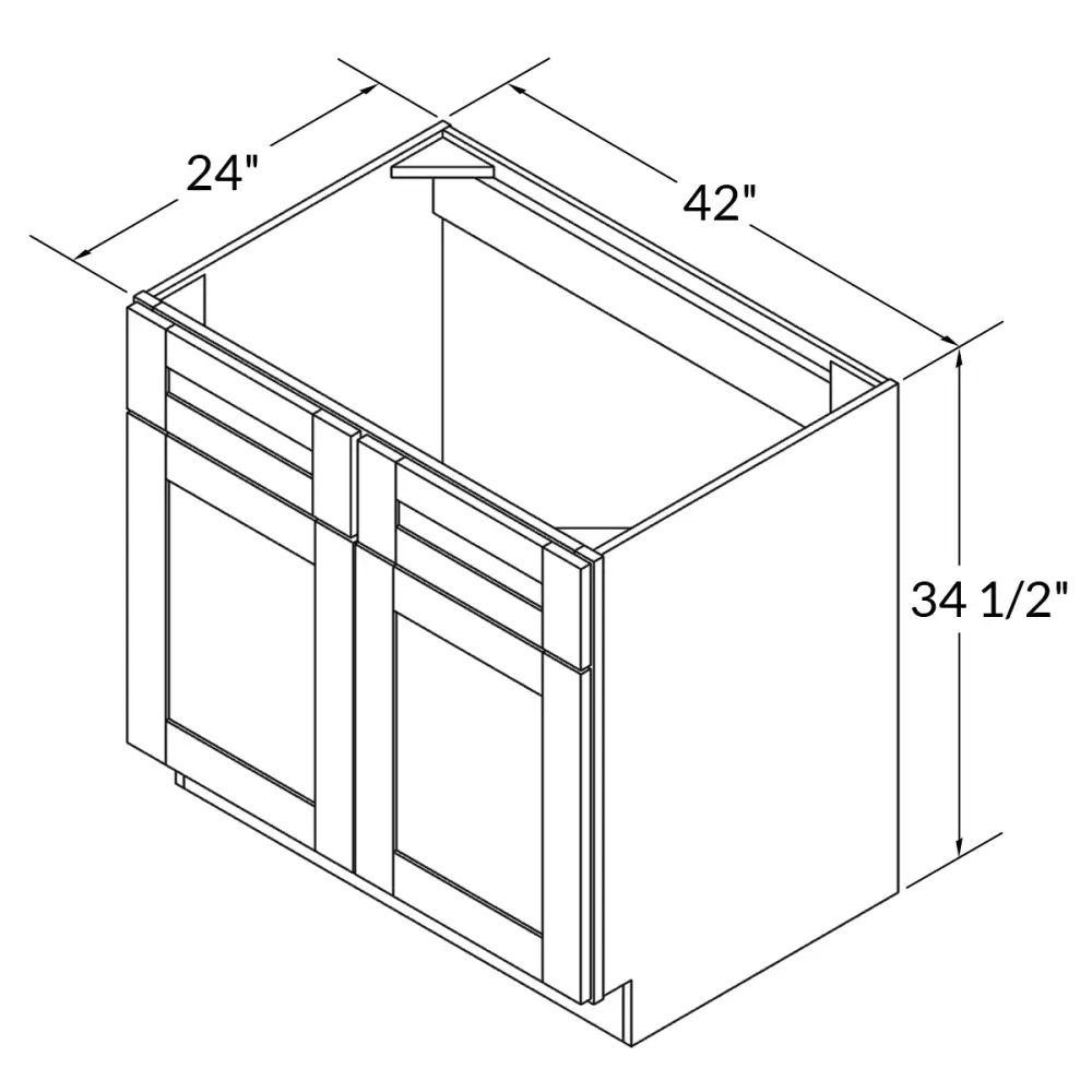 Sink Base Kitchen Cabinet SB42 Alpina Alabaster LessCare 42 . width 34.5 . height 24 . depth