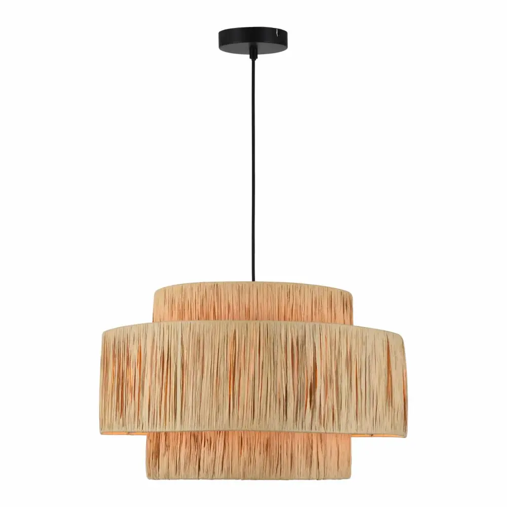 Maxax 3 - Portable Dimmable Drum Chandelier Natural Paper Rope Hanging Pendant Light 3-Tiered #MX5001