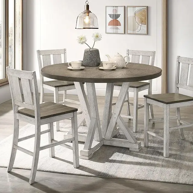 DAKOTA Counter Height Table White and Ash Brown Finish