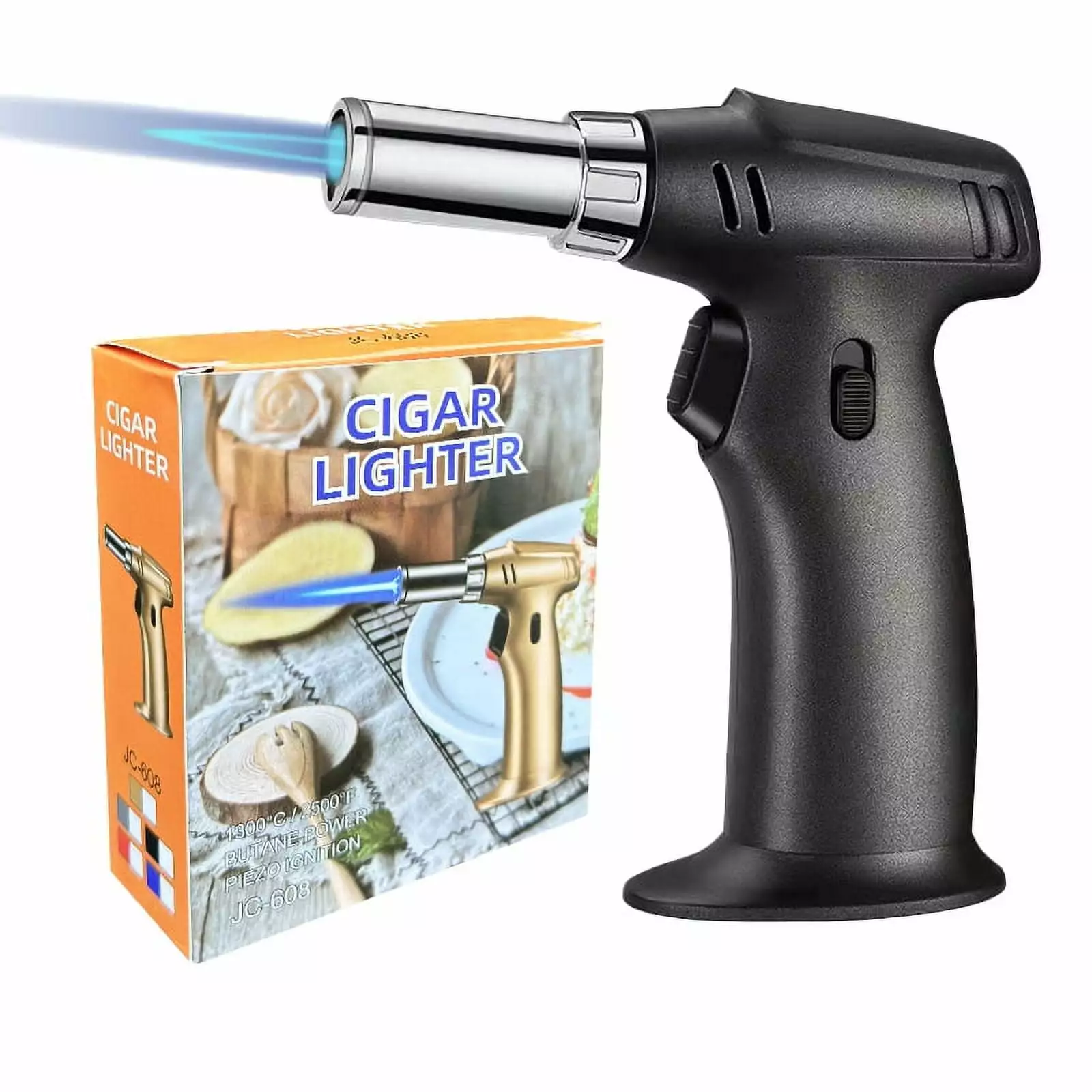 BUSATIA Butane Torch Refillable Kitchen Torch Lighter Safety Lock Adjustable Flame Cooking BBQ Baking Brulee