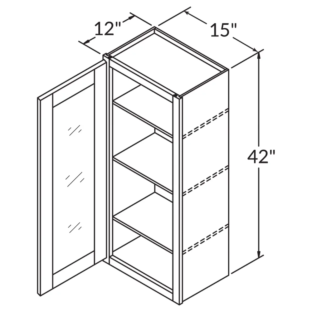 Frosted Glass Door Wall Kitchen Cabinet WMD1542 Milan Slate 15 . width 42 . height 12 . depth