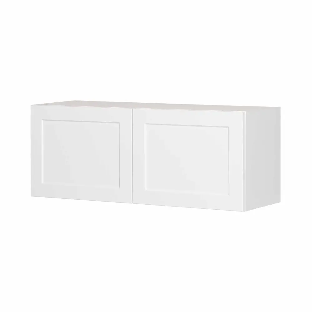 White Melamine Shaker Style Kitchen Fridge Cabinet 2 Doors, 36"