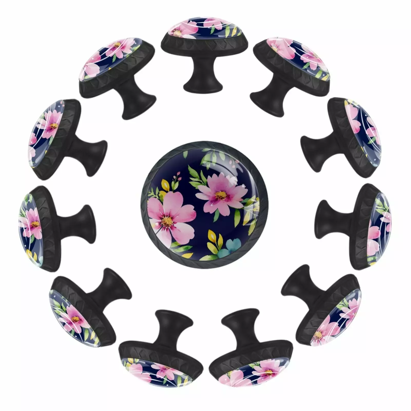 12-Pack Colorful Floral Cabinet Knobs Interior Door Knobs Dresser Drawer Pulls TFCOCFT