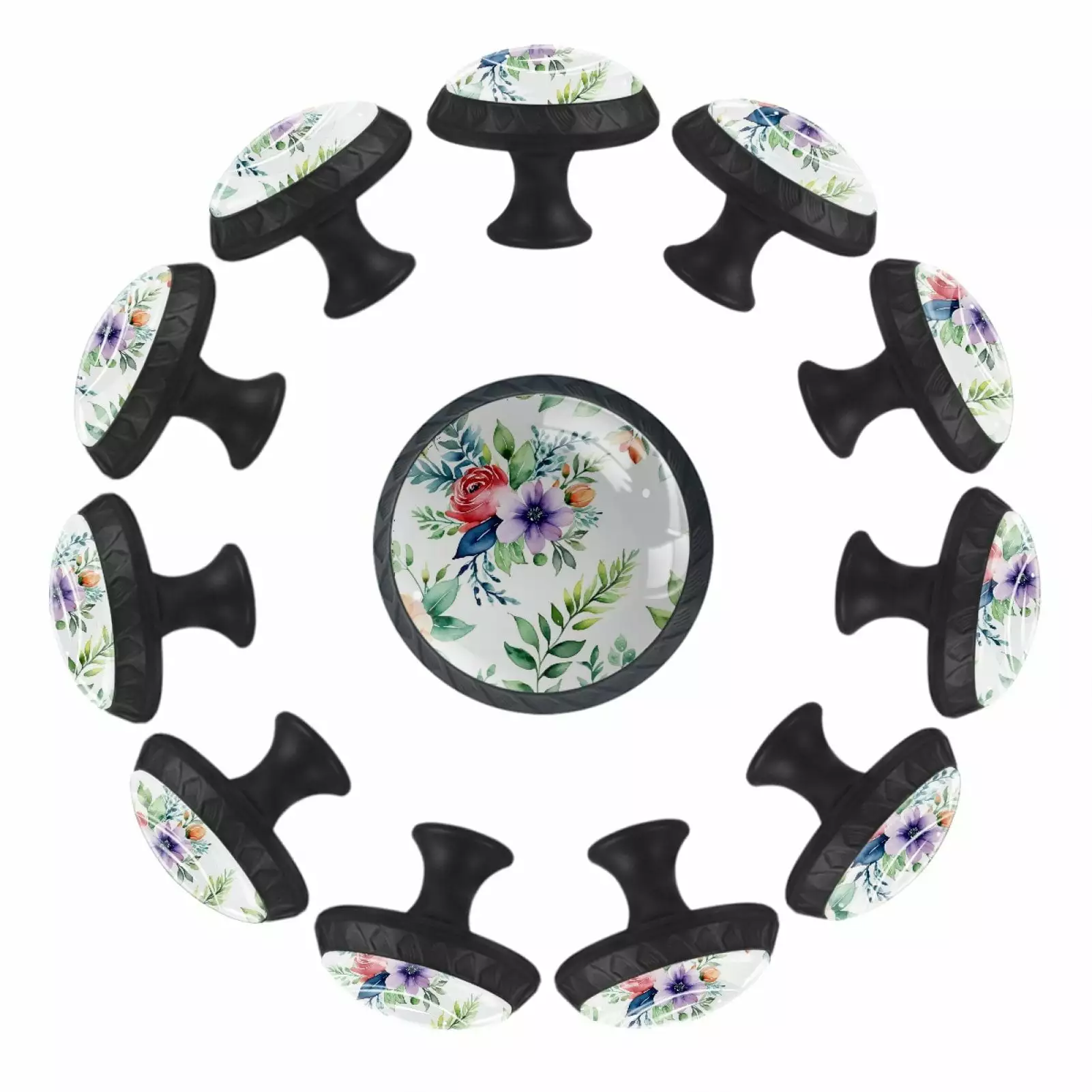 12-Pack Elegant Watercolor Flower Cabinet Knobs Door Knobs Kitchen Drawer Pulls TFCOCFT