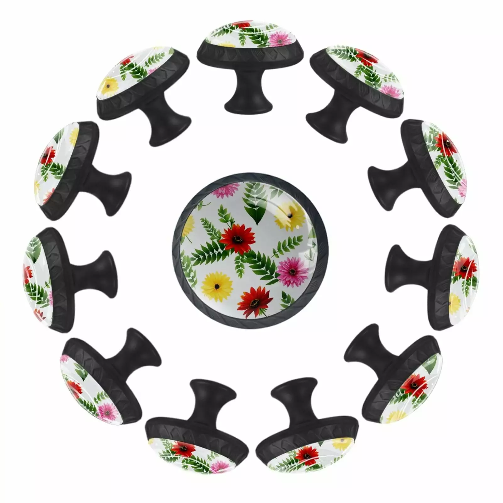 12-Pack Floral Flowers Leaf Cabinet Knobs Bedroom Door Knobs Drawer Pulls TFCOCFT