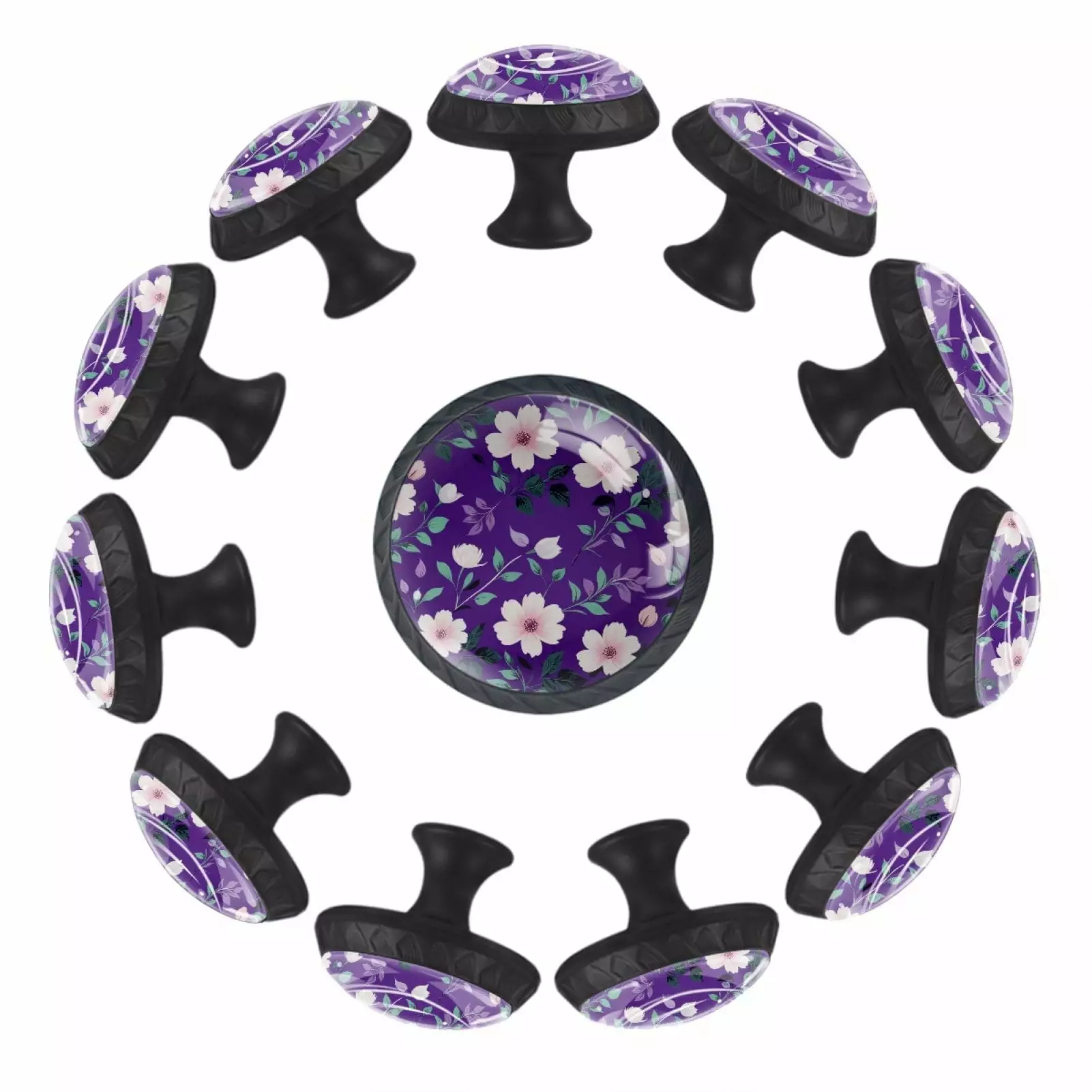 12-Pack Flowers Leaves Cabinet Knobs Door Knobs Drawer Pulls Dresser TFCOCFT