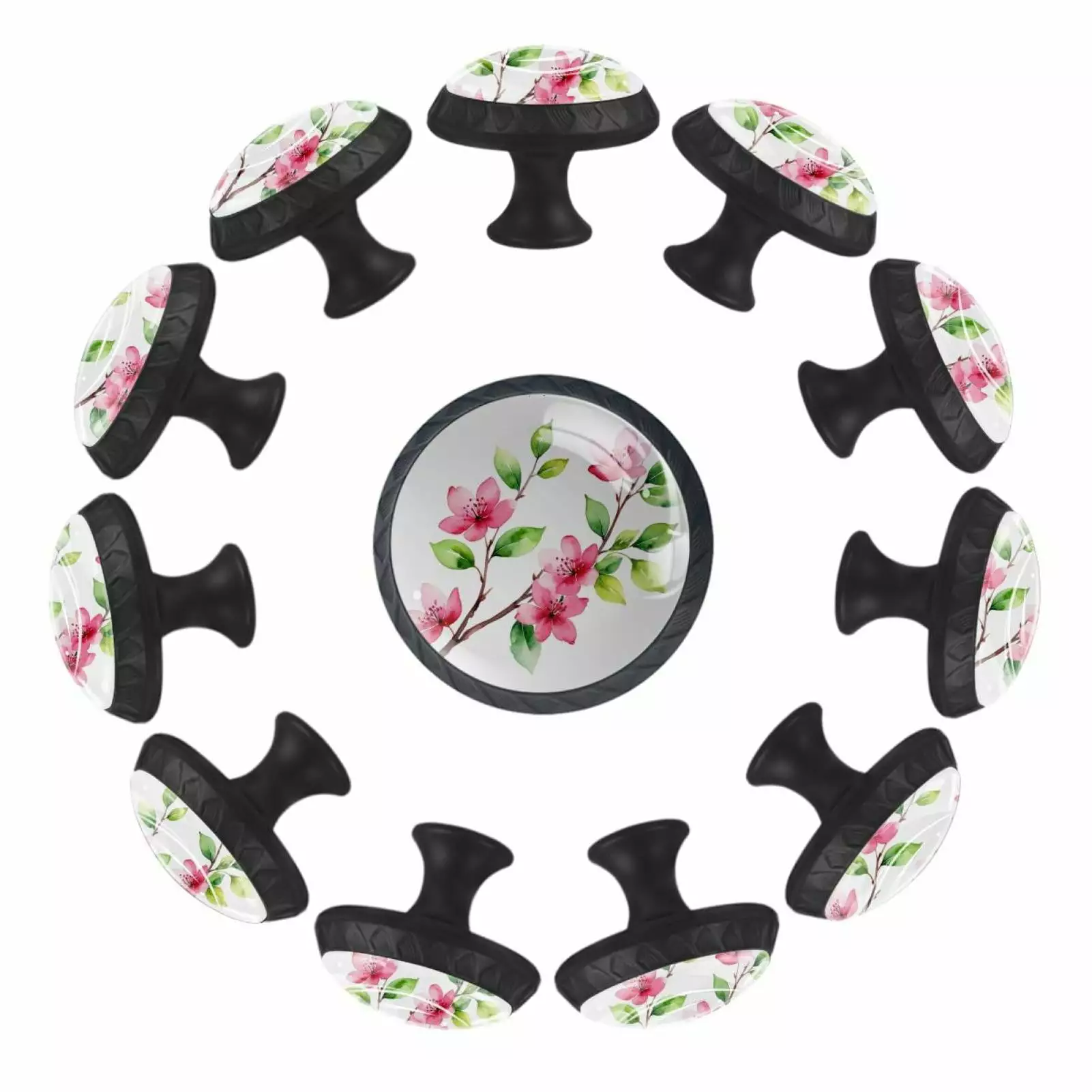 12-Pack Peach Flowers Leaves Branches Cabinet Knobs Drawer Pulls Dresser TFCOCFT