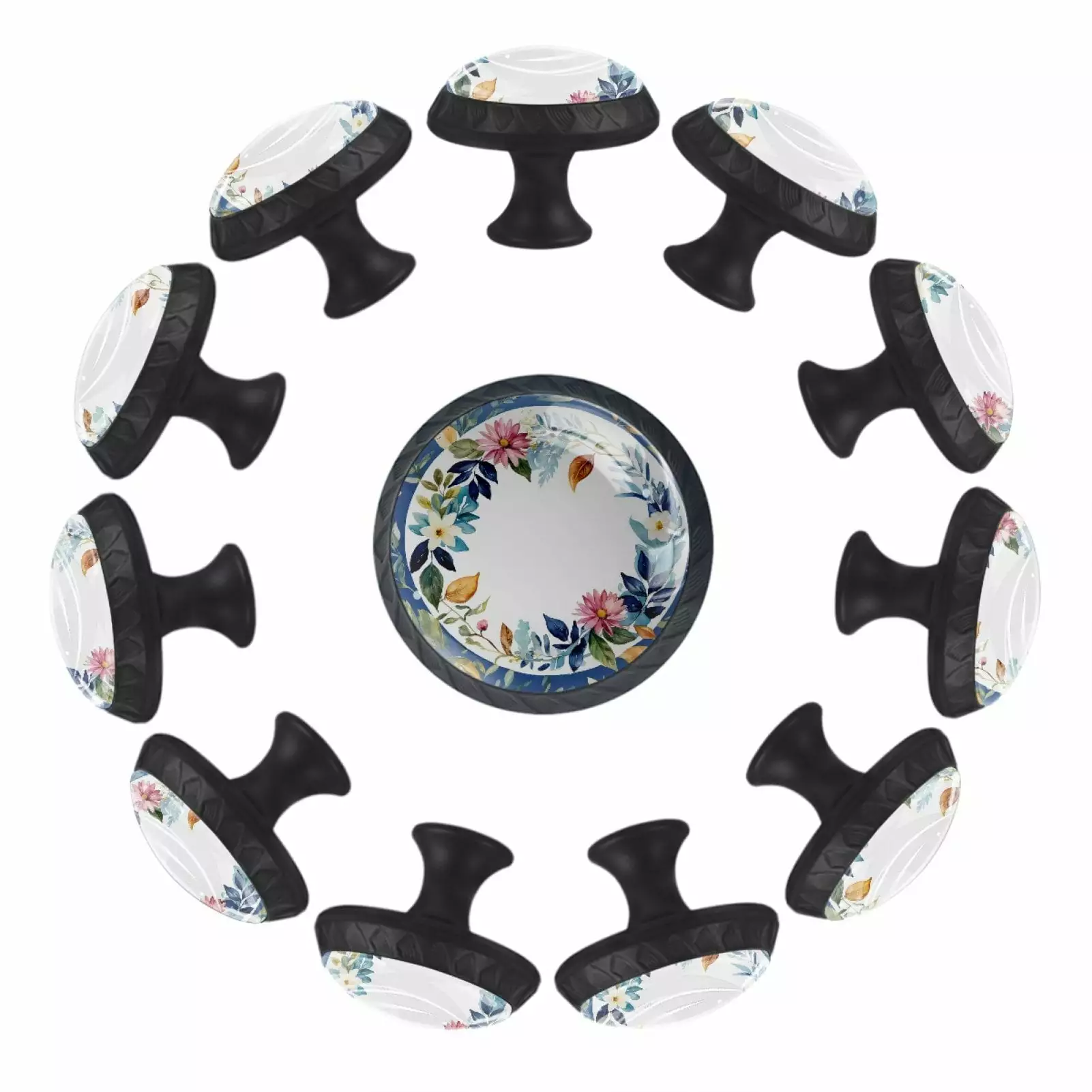 12-Pack Tropical Flowers Summer Cabinet Knobs Drawer Pulls Dresser TFCOCFT