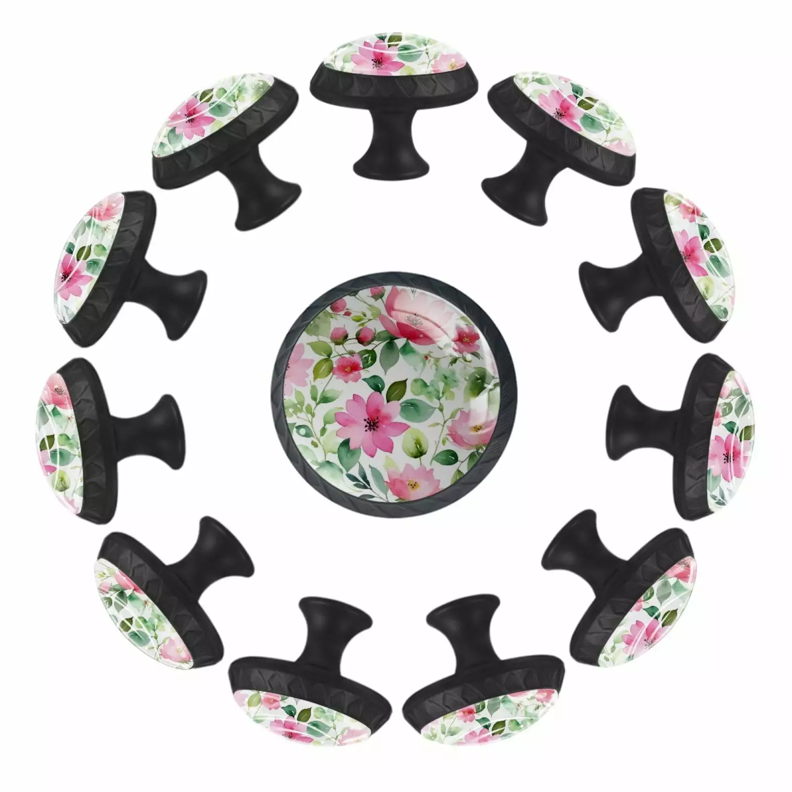 12-Pack Watercolor Plant Flower Cabinet Knobs Interior Door Knobs Drawer Pulls TFCOCFT
