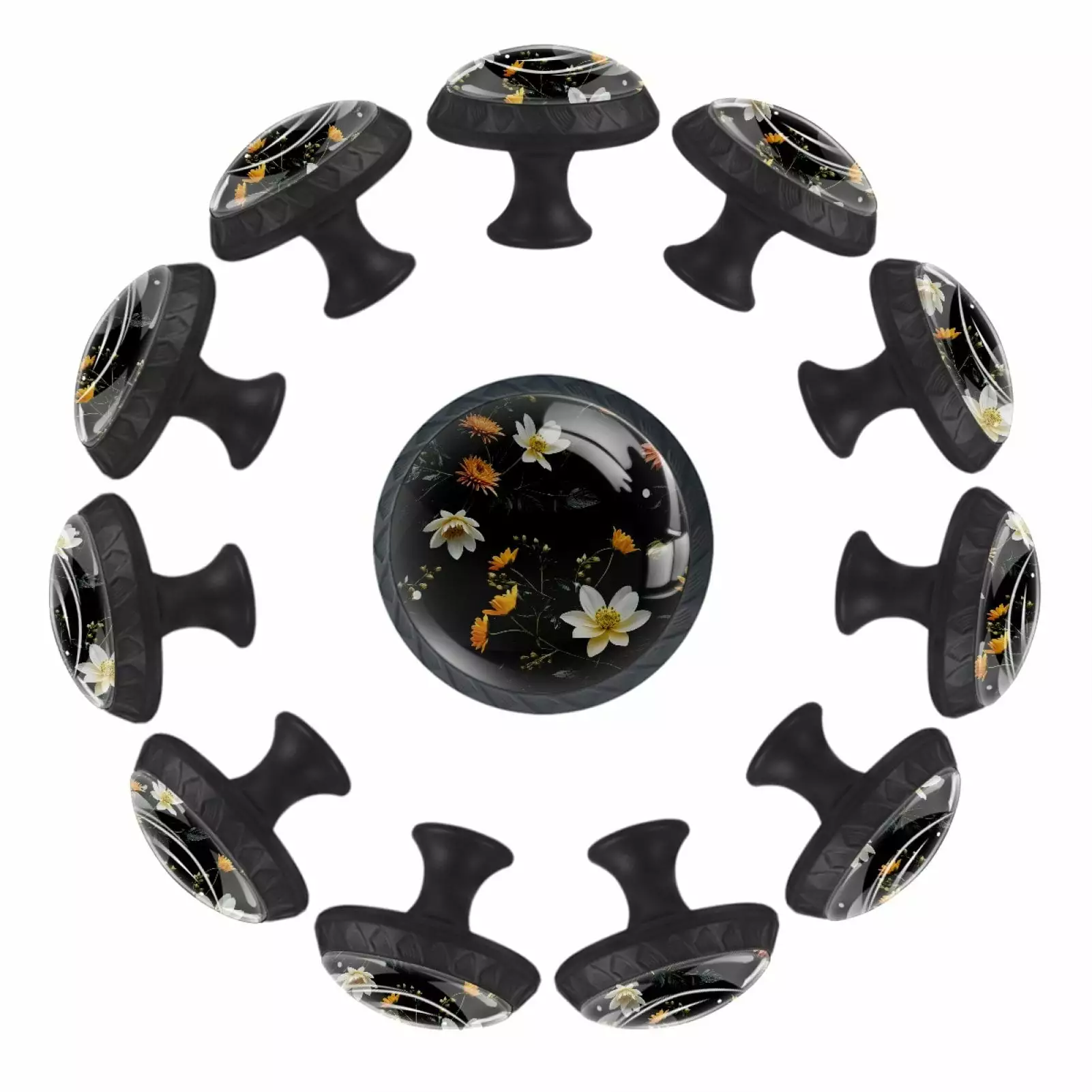 12-Pack Wildflower Plant Cabinet Knobs Closet Door Knobs Kitchen Drawer Pulls TFCOCFT