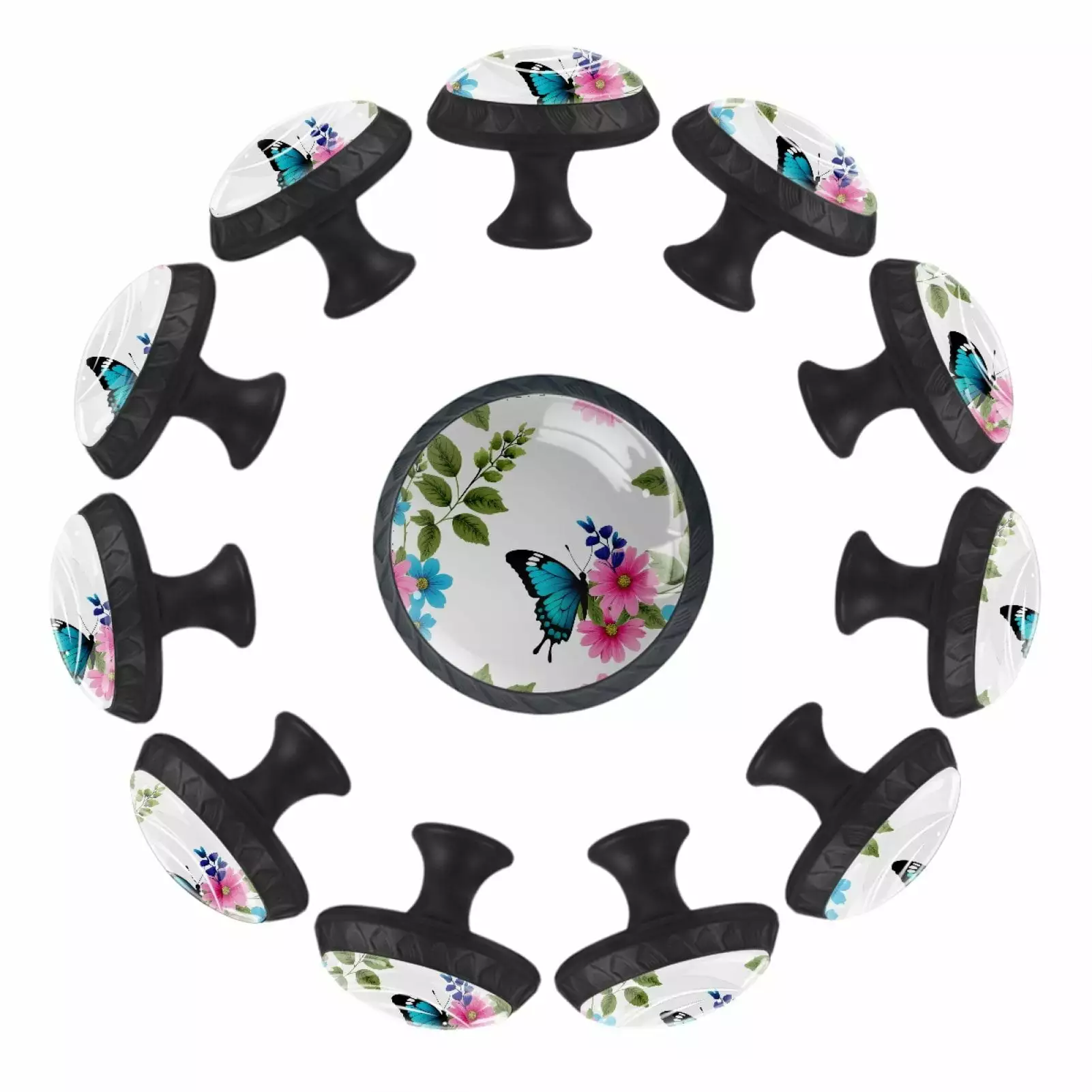 12 Pack Spring Flowers Branch Cabinet Knobs Closet Door Knobs Dresser Drawer Pulls TFCOCFT