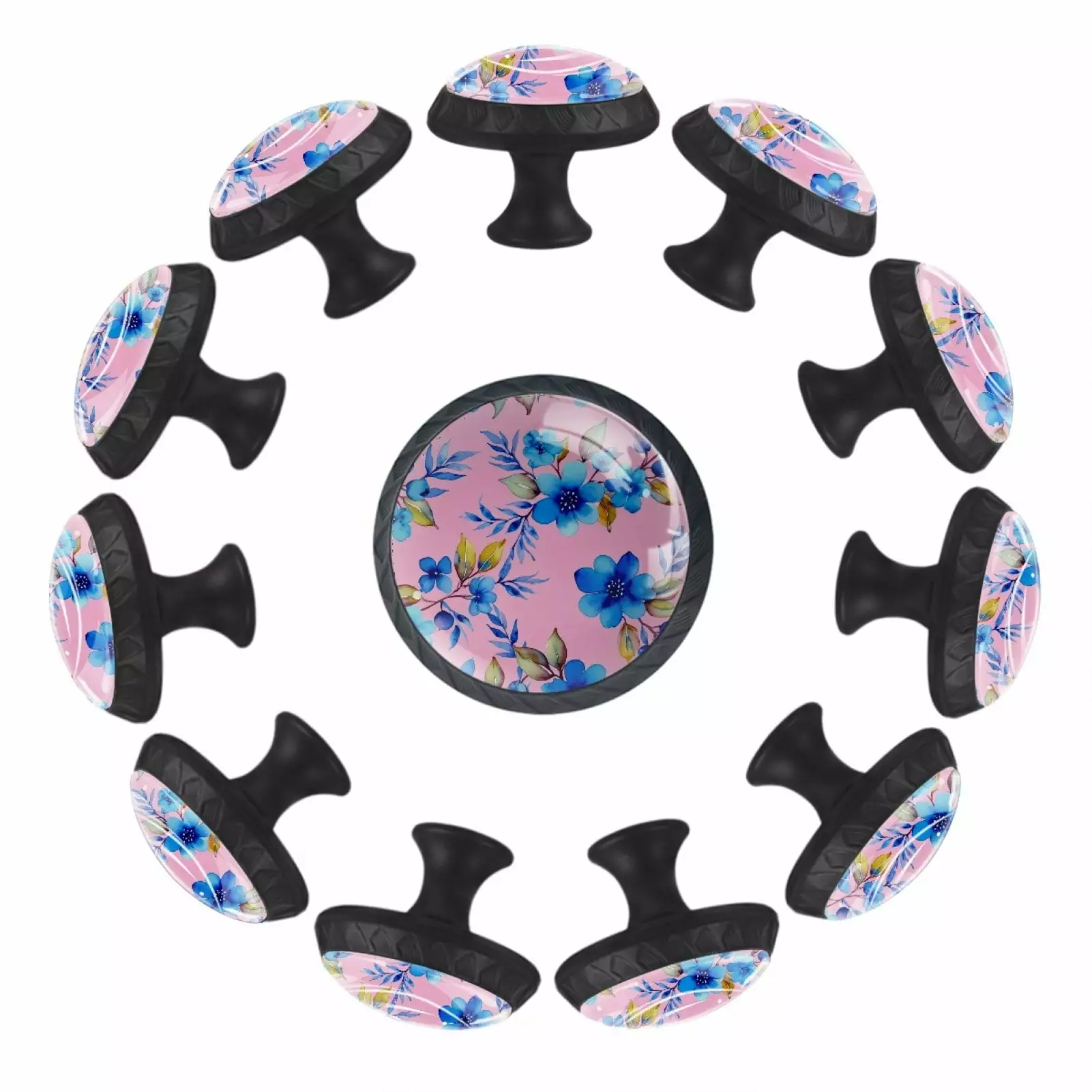 12 Pack Watercolor Flowers Leaves Cabinet Knobs Interior Door Knobs Drawer Pulls TFCOCFT