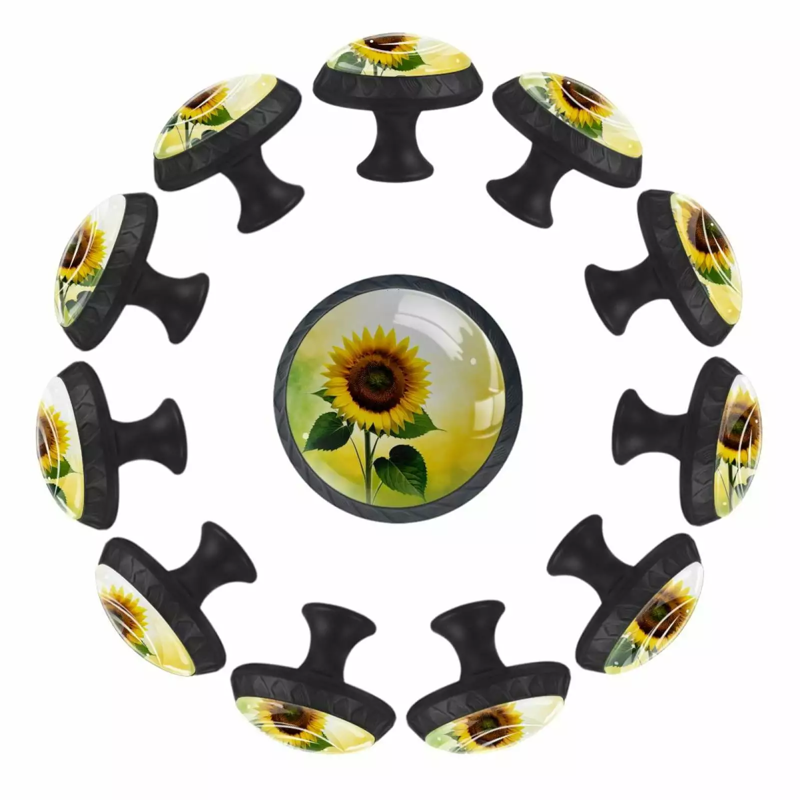 12 Pack Yellow Flowers Sunflower Summer Cabinet Knobs Door Knobs Kitchen Drawer Pulls TFCOCFT