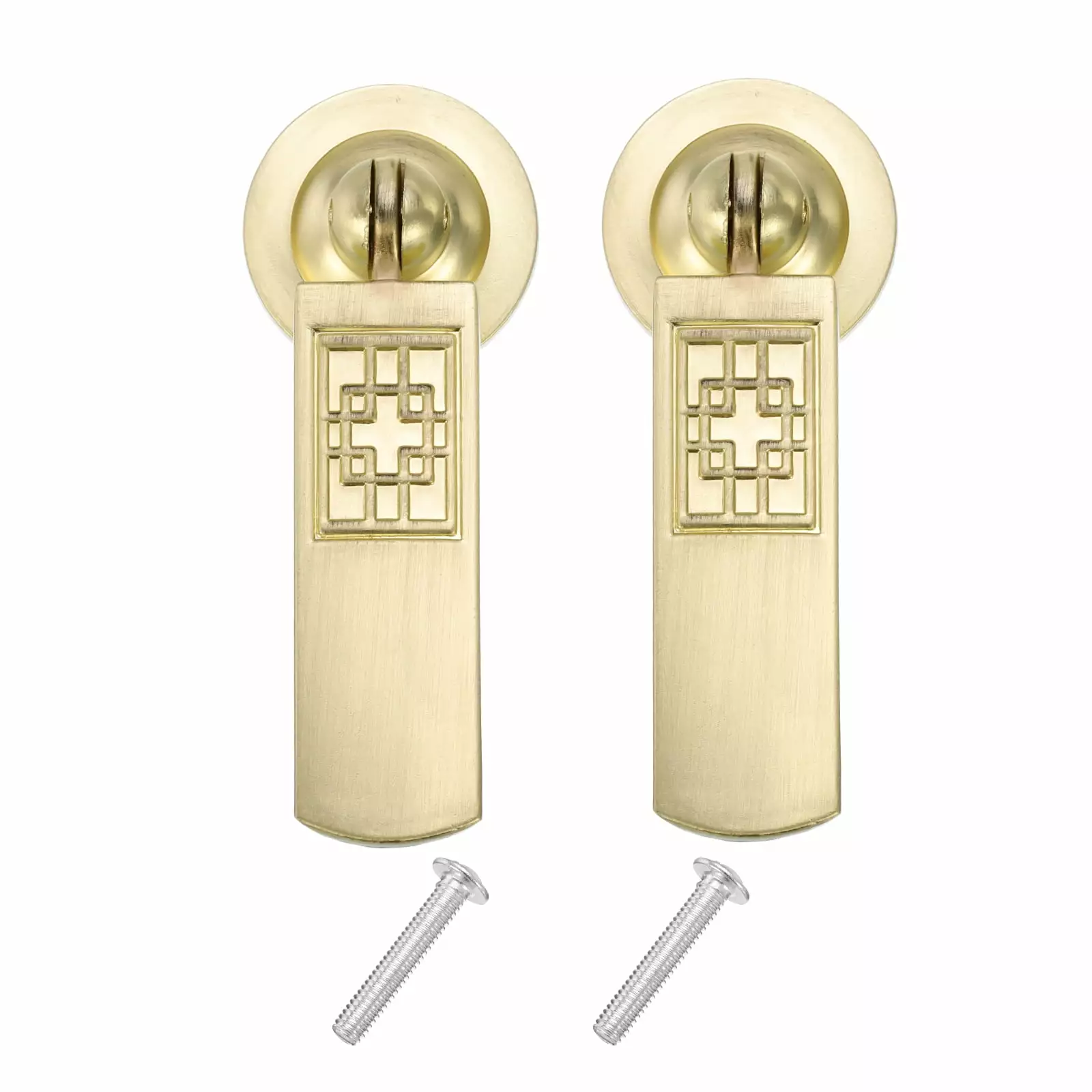 Uxcell Chinese Hollow Drawer Pulls Single Hole 66.6mm Gold Tone Dresser Hardware