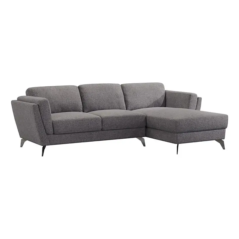 Bowery Hill Contemporary Fabric L-Shaped Sectional Sofa Gray Living Rooms