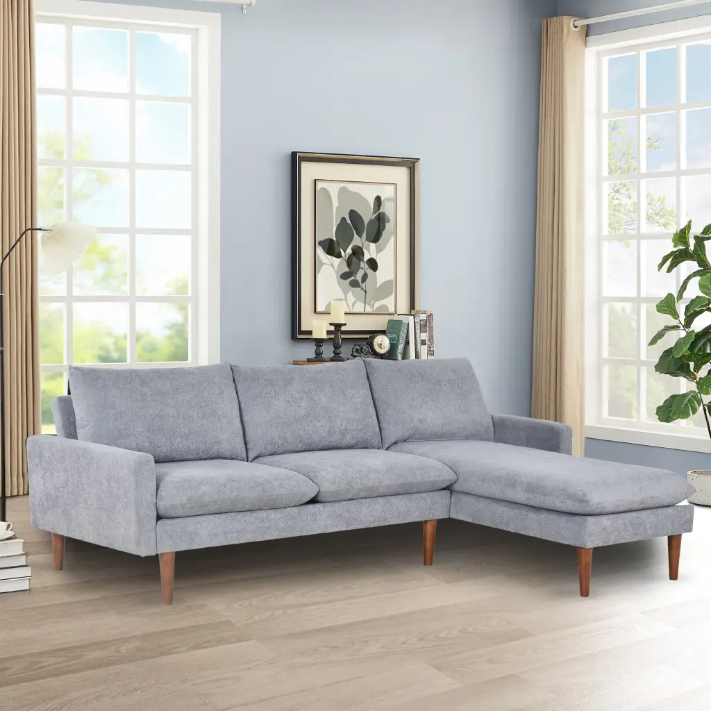 Donext L-Shaped Sofa Padded Cashmere Multi-functional Modern Luxury Design Living Rooms Apartments Grey