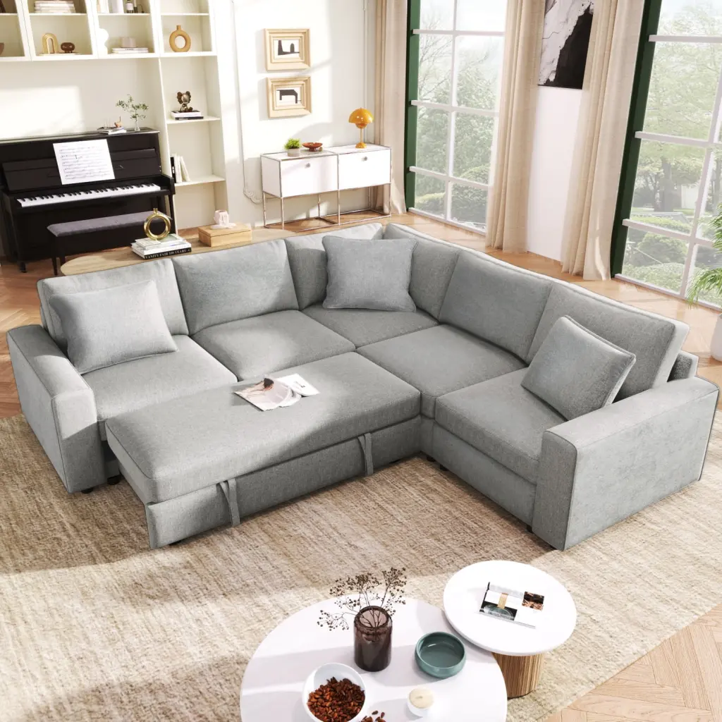 Miekor 4-Seat L-shaped Modular Sofa Thick Backrest and Seat Cushions Living Room or Office BC2A1571
