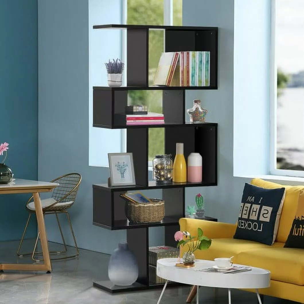 5 Cubes Ladder Shelf Corner Bookshelf Display Rack Bookcase Black Modern Storage Living Room Generic