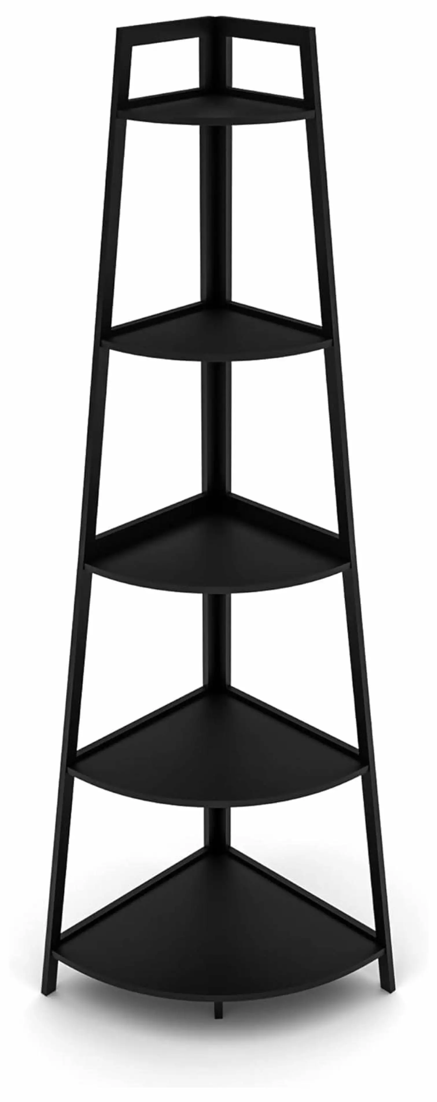 Drevy Corner Shelf 5 Tier Bookshelf 70.8 Inch Tall Bookcase Open Ladder Book Case Living Room Bedroom Office Kitchen Matte...