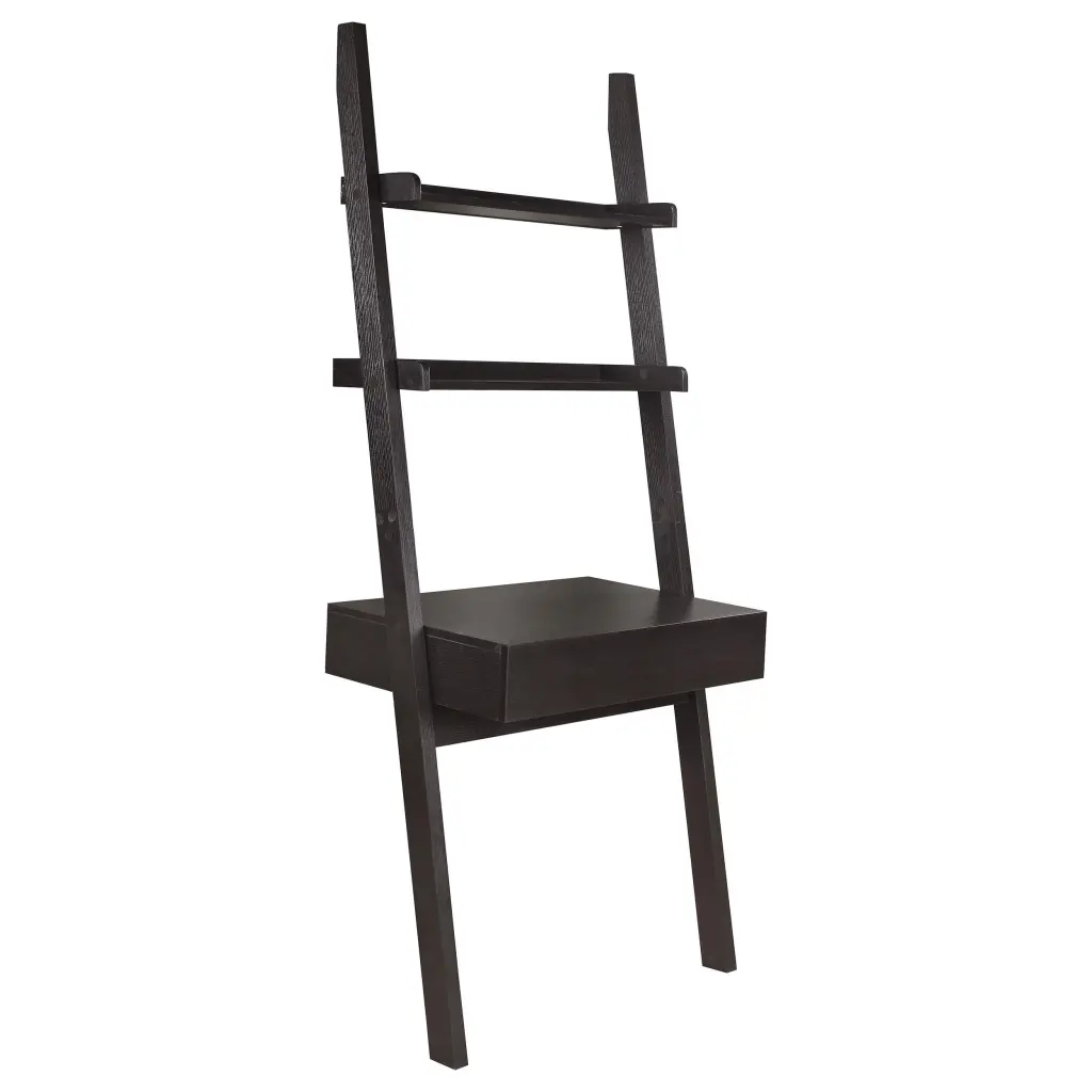 Colella 2-shelf Writing Ladder Desk Cappuccino Compact Home Office Desk