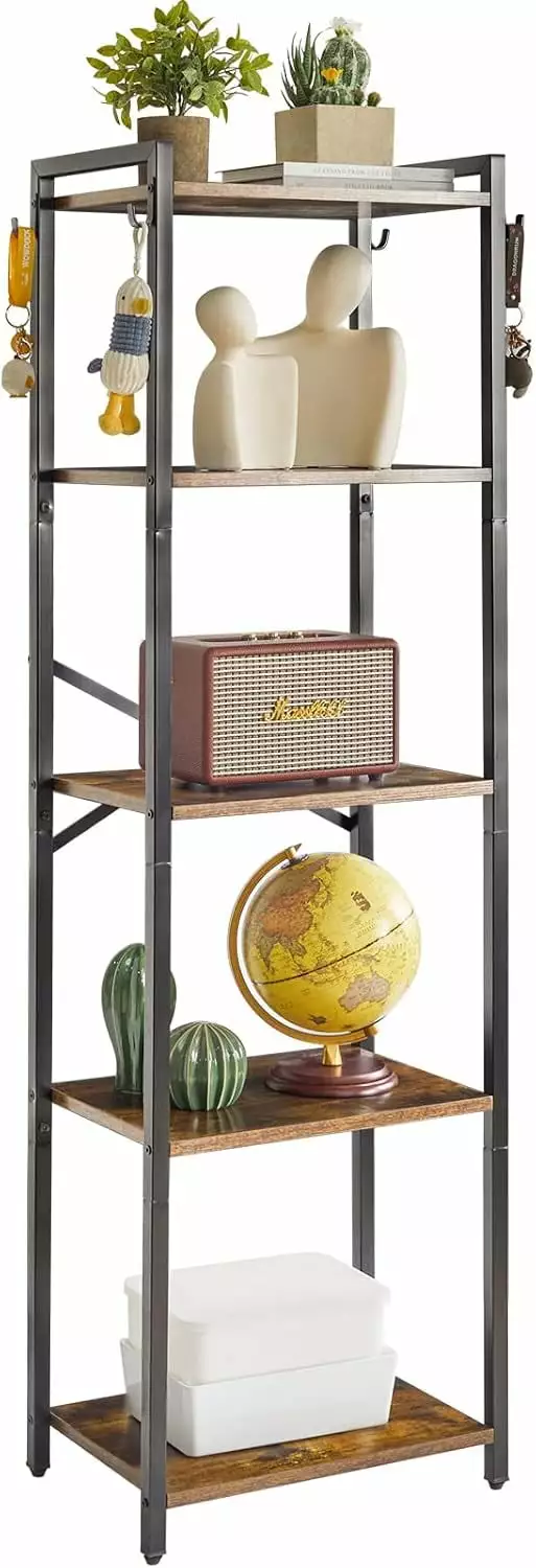 Bookshelf 5-Tier Ladder Shelf Organizer Narrow Shelving Unit Corner Storage Racks Home Office Living Room A&A Manufacturing