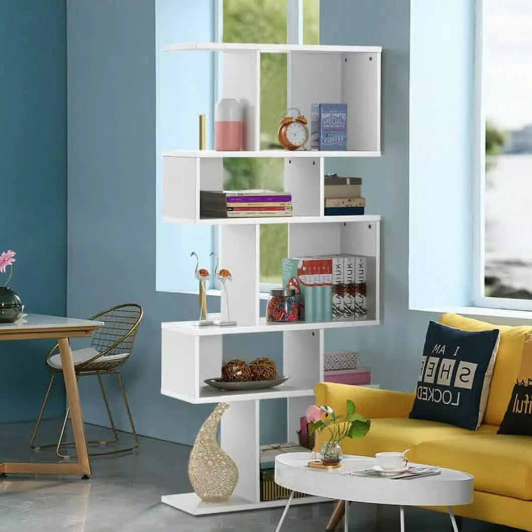 5 Cubes Ladder Shelf Corner Bookshelf Display Rack White Small Spaces Generic