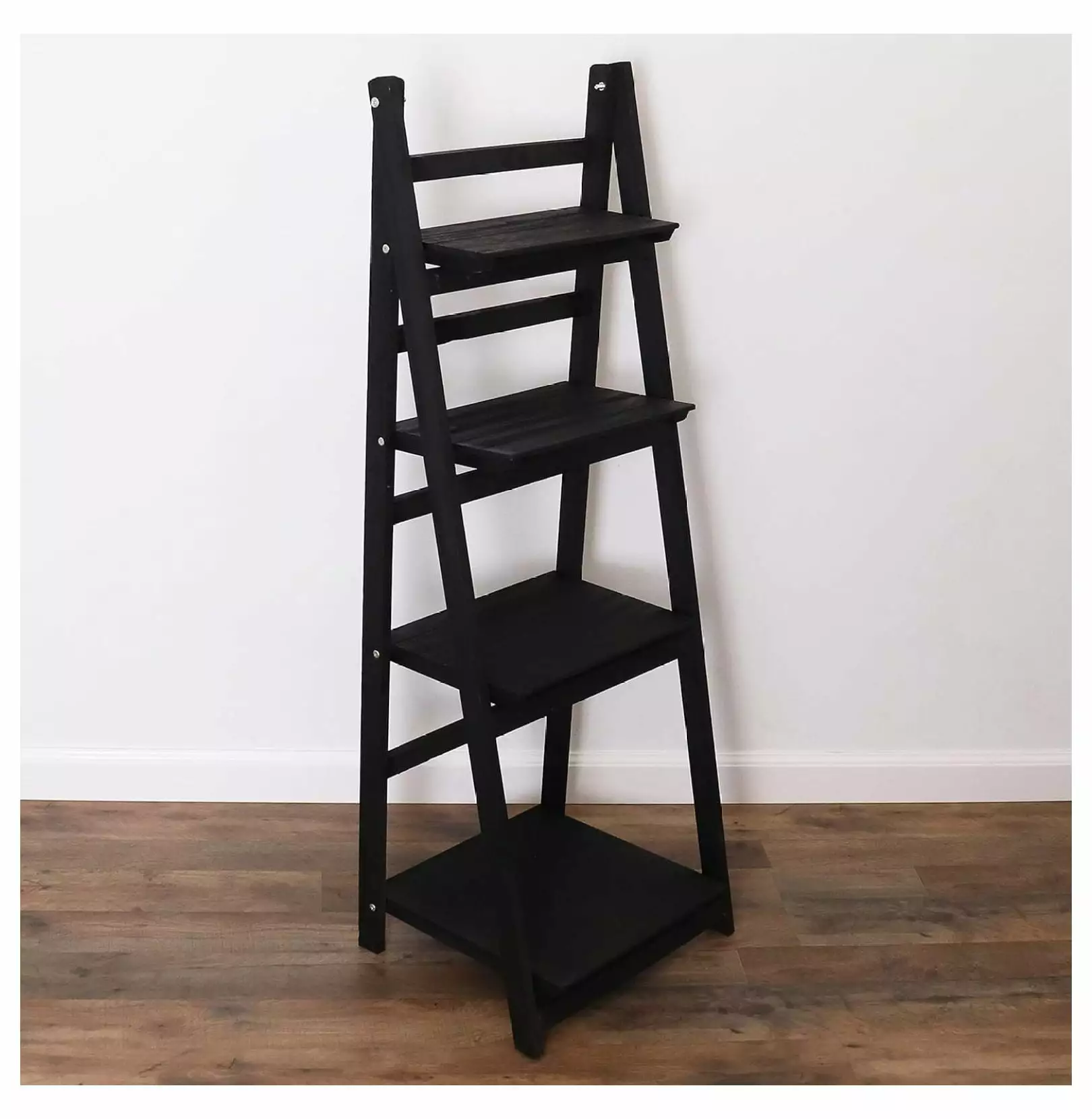 Ladder Shelf Distressed Bookshelf Rustic Leaning Bookshelf Home Decor Black Generic