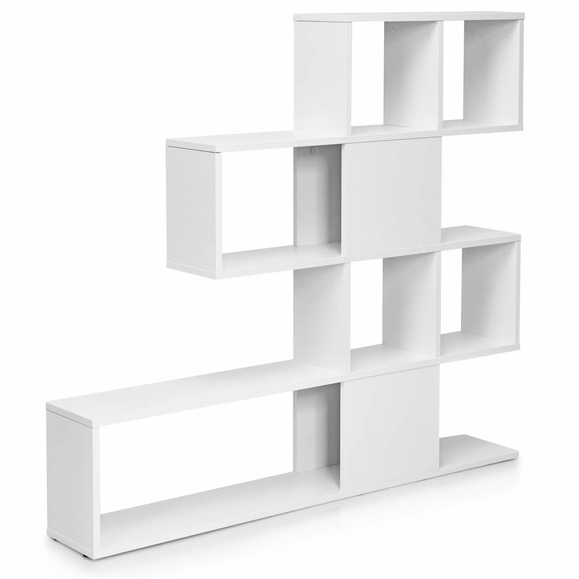Gymax 5-Tier Bookshelf Corner Ladder Bookcase Display Storage Rack White Home Office
