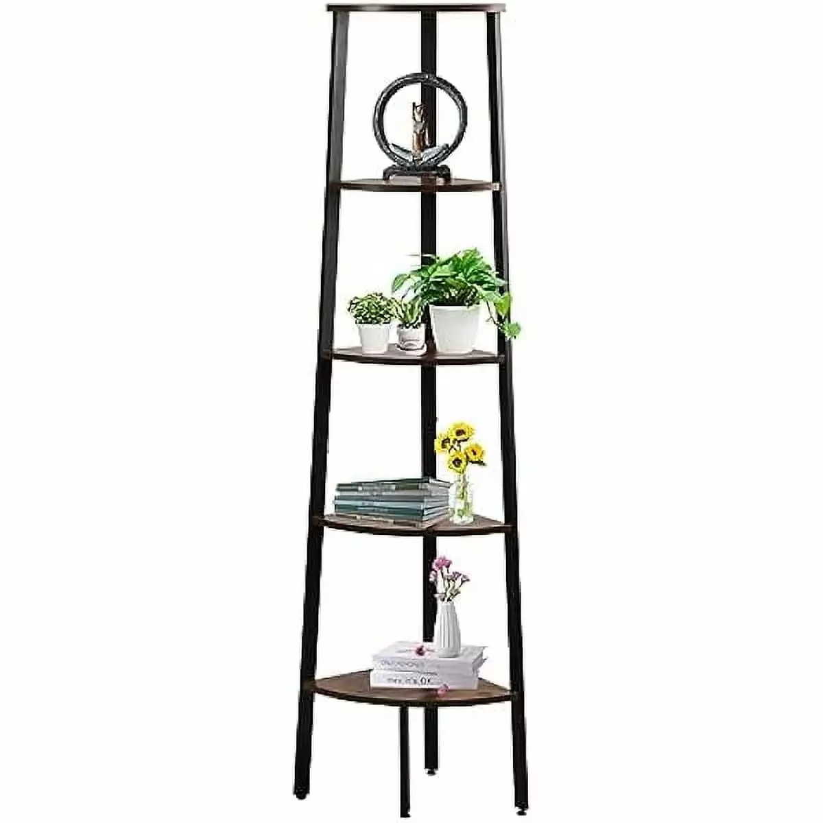 Lyricalux 5-Tier Corner Ladder Shelf 62.32 Tall Bookcase Storage Display Organizer Multipurpose Bookshelf Home Office