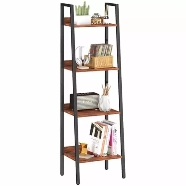 Nuegear TM57636 4 Tier Tall Ladder Bookshelf Corner Shelf Small Spaces