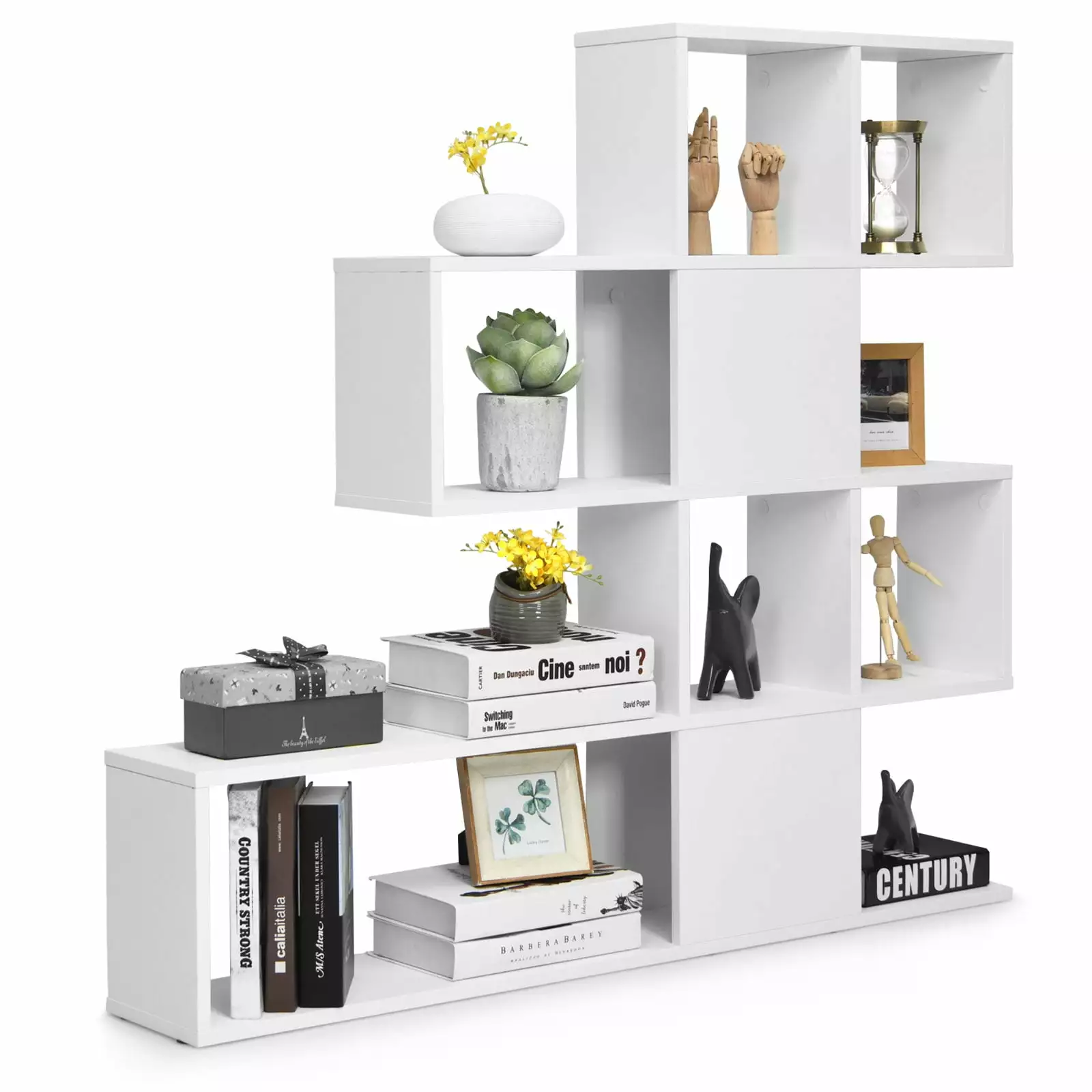 Topbuy 5-Shelf Modern Ladder Corner Bookshelf Display Storage Rack Home Office