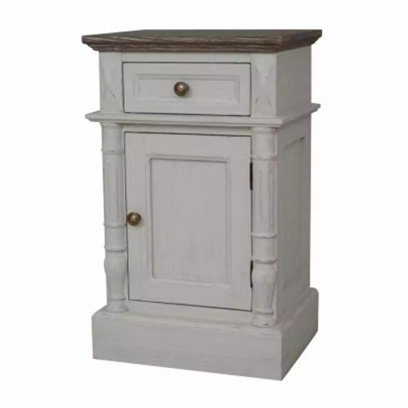 International Caravan PS-BRG-06-AG Ashbury One-Drawer & One-Door Lamp Table Antique Grey Console