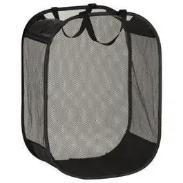 Black Mesh Laundry Basket 18 x 11 x 24 Inches Foldable Hamper Honey-Can-Do