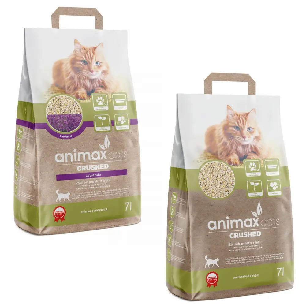 Clumping Litter, Lavender, crushed, 7 liters + Clumping Litter, Traditional, crushed, 7 liters, Animax