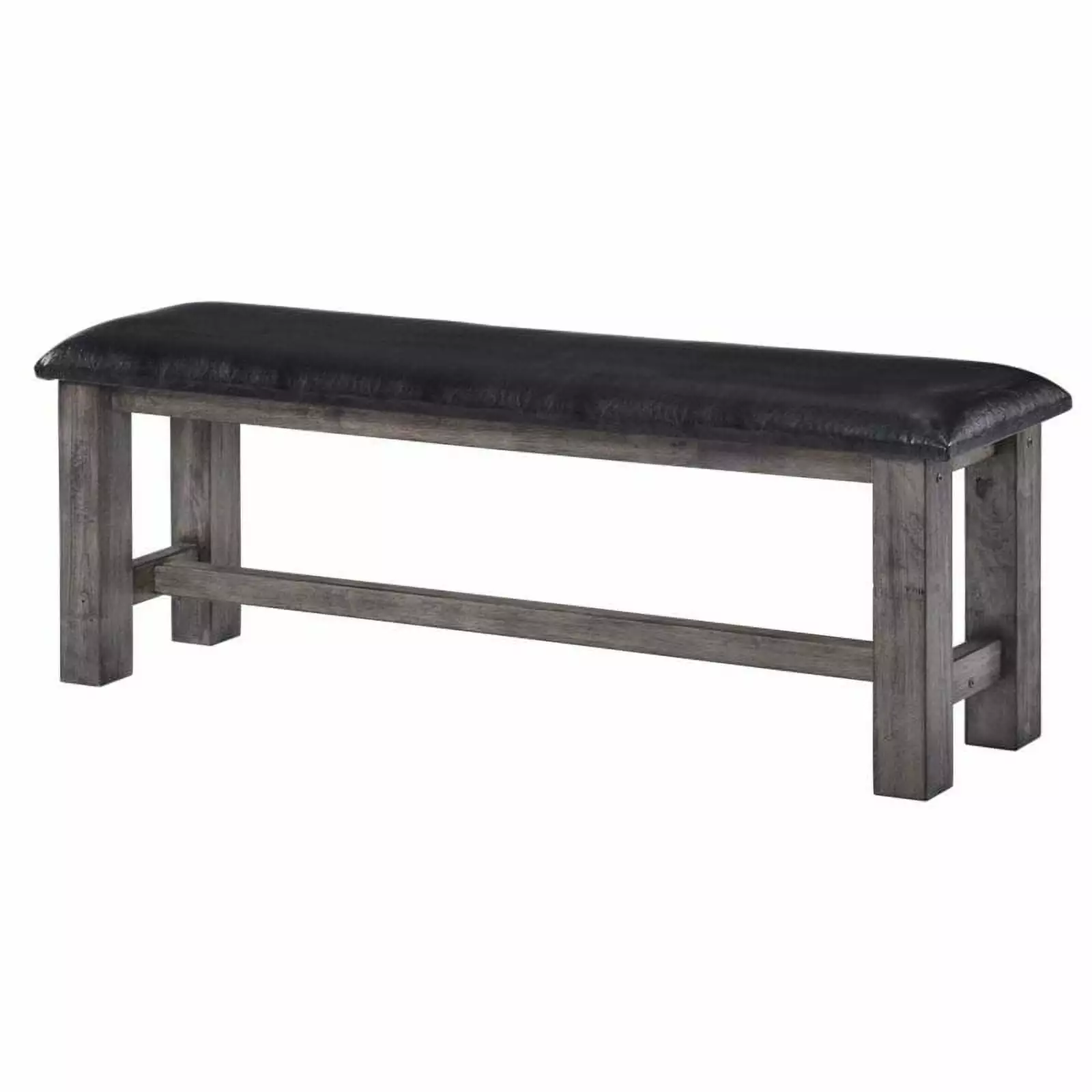 Bowery Hill Faux Leather Dining Bench Gray Oak Finish Kitchen or Dining Room Benches