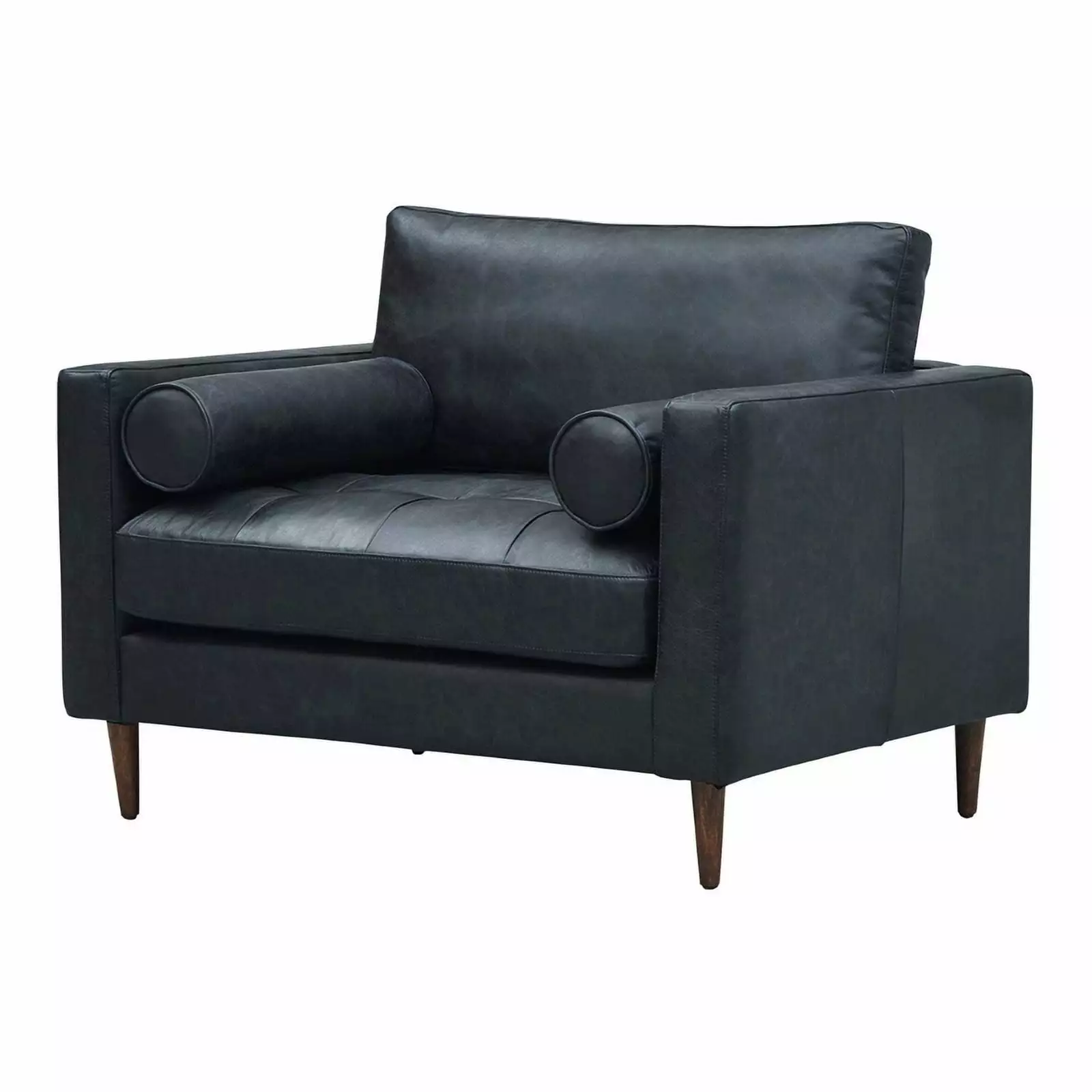 Crafters and Weavers Alamo Contemporary Italian Leather Arm Chair Slate