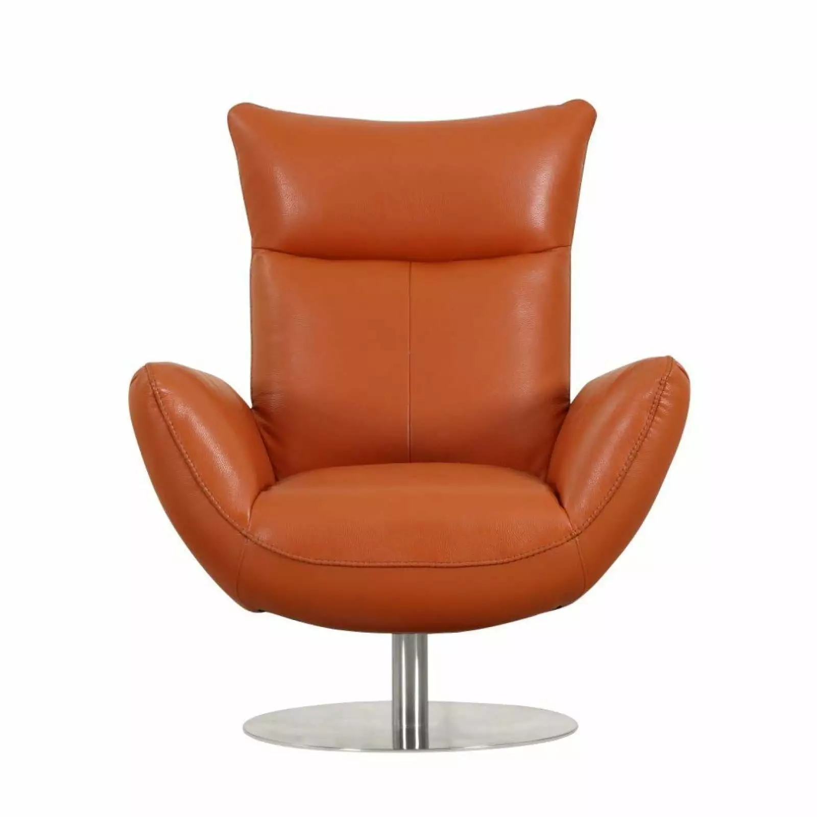 22 Modern Lounge Chair Vibrant Orange - Genuine Italian Leather Art Deco Design Ponnky