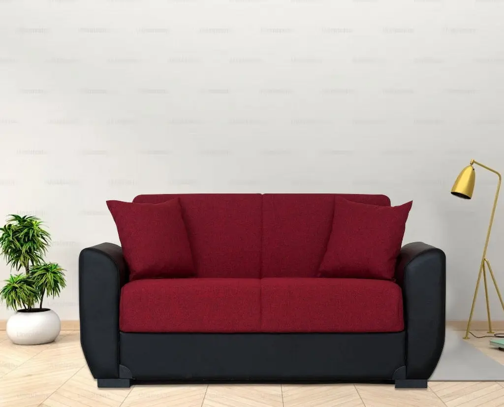 Emily Red & Black PU Leather Arms Loveseat Modern Living Room Go Green Woods