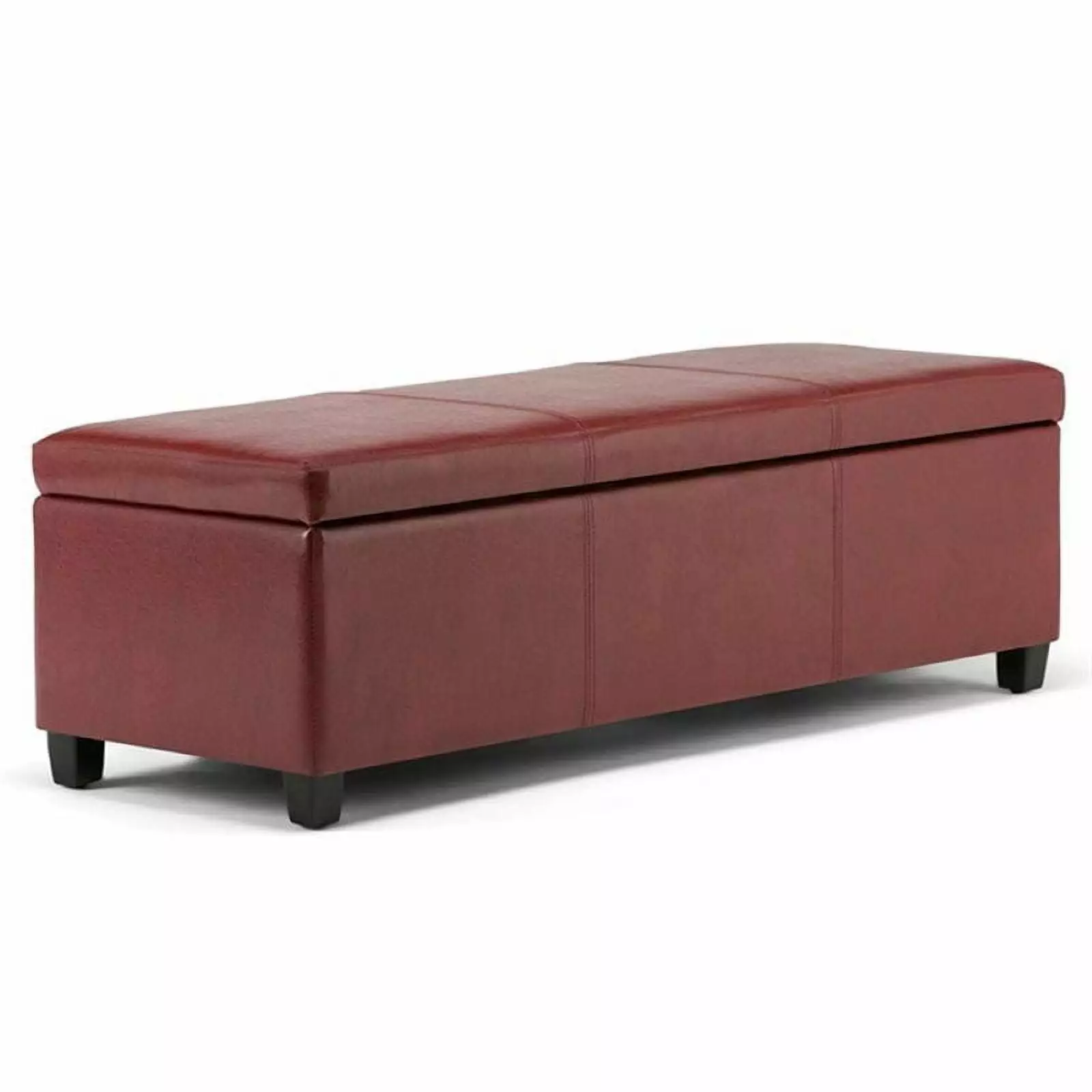 Atlin Designs Red Faux Leather Storage Bench Living Room Ottomans