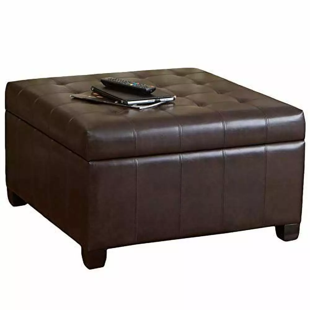 Christopher Knight Home Alexandria Bonded Leather Storage Ottoman Marbled Brown Ottomans