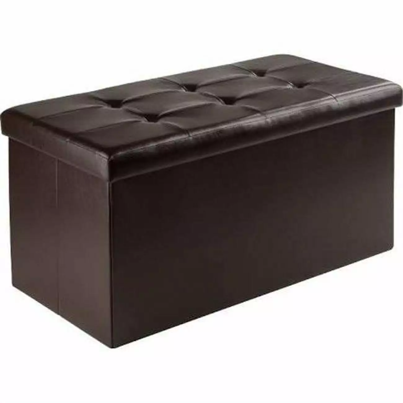 Ashford Ottoman Storage Espresso Faux Leather 15 x 29.9 x 32.1 Inches Ottomans Doba BNT