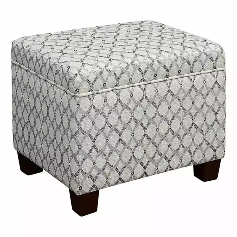 Pemberly Row Gray Faux Leather Print Fabric Storage Ottoman Ottomans