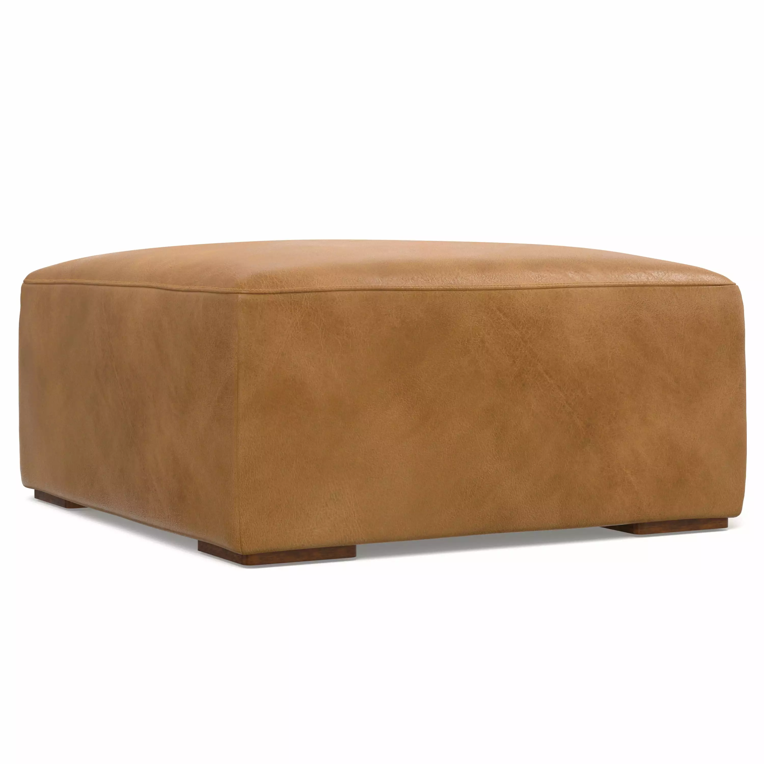 Simpli Home Rex Ottoman Genuine Leather Luxury Footrest Ottomans