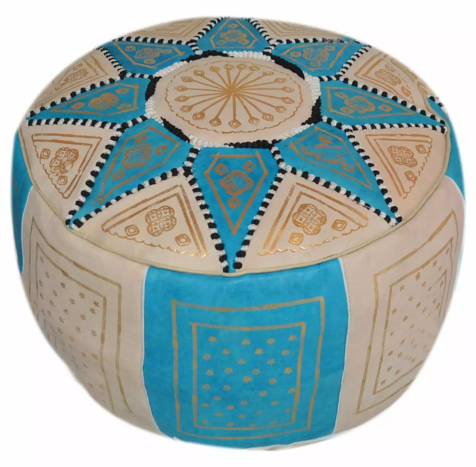 Moroccan Pouf Ottoman Footrest Hassock Handmade Leather Unstuffed Decor LeCeleBee
