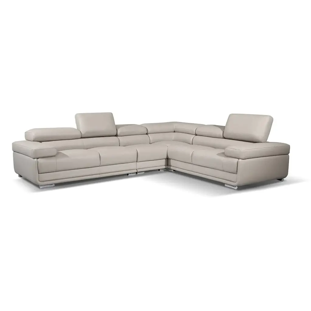 2119 Leather Sectional Sofa Light Gray Left Facing Chaise ESF