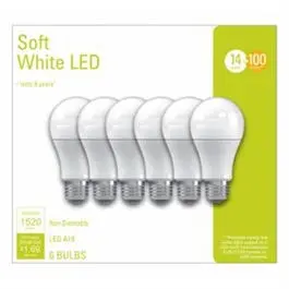 6-Pack LED Light Bulbs Frosted Soft White 14-Watts 1100 Lumens Energy Saving GE