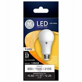 LED 3-Way Light Bulb Soft White 5/13/19-Watts Energy Efficient Replacement Bulb GE